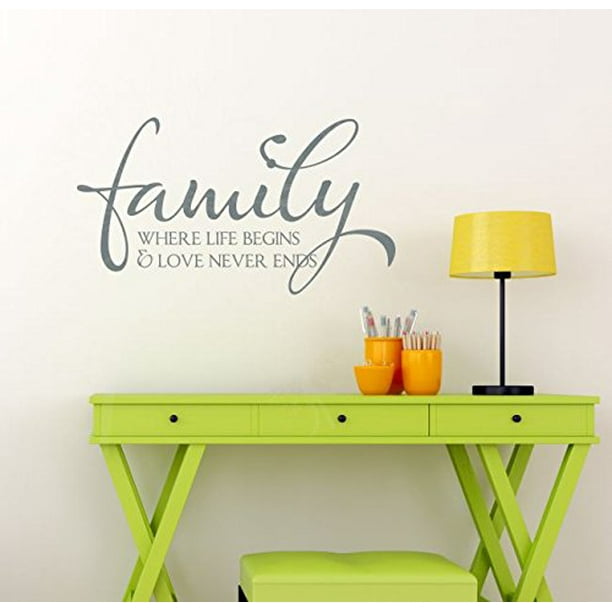FAMILY WHERE LIFE BEGINS & LOVE NEVER ENDS VINYL WALL DECAL STICKER LETTERING FAMILY WHERE LIFE BEGINS & LOVE NEVER ENDS VINYL WALL DECAL STICKER LETTERING